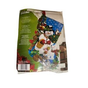 NIP Bucilla WOODLAND SNOWMAN 18" Christmas Stocking Kit #86201 Unopened Applique